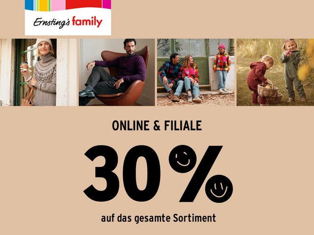 Ernsting's Family: 30% Rabatt auf das gesamte Sortiment